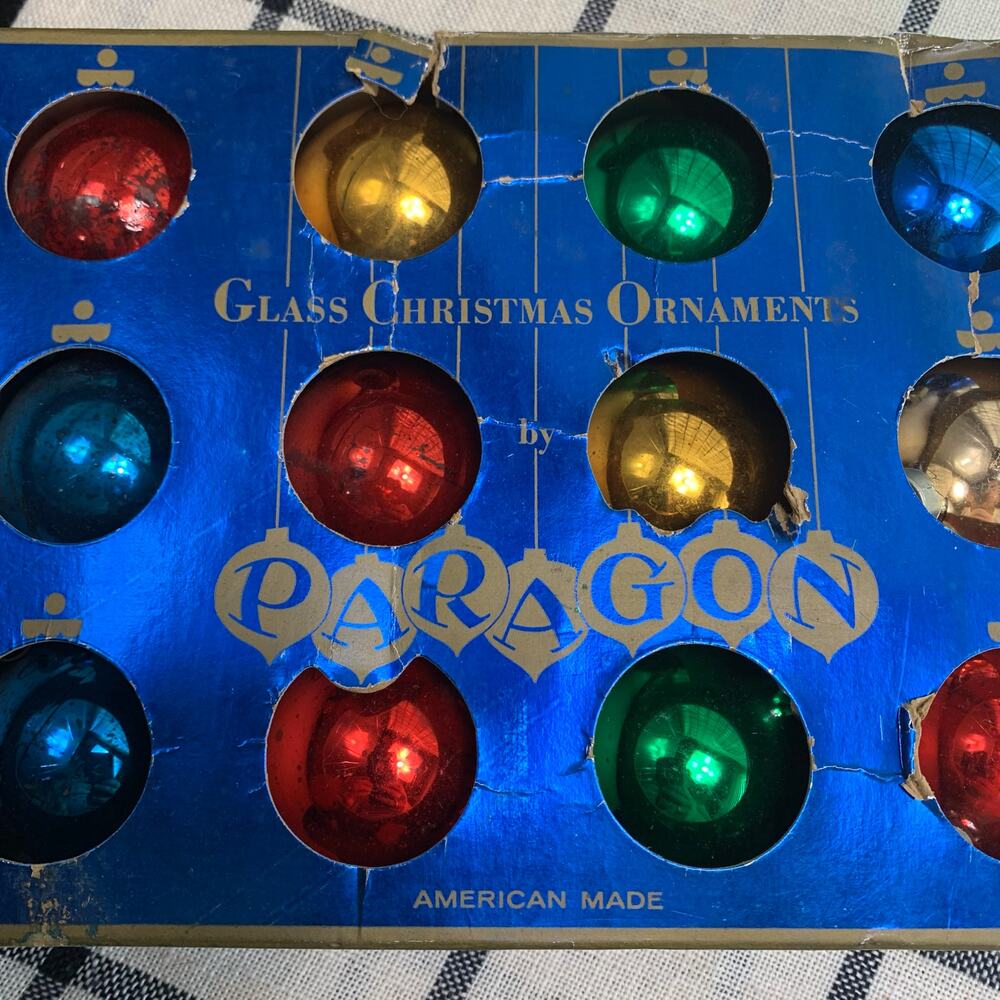 Vintage Variety Pack of Glass Christmas Bulbs Ornament Shiny Brite Paragon Glass